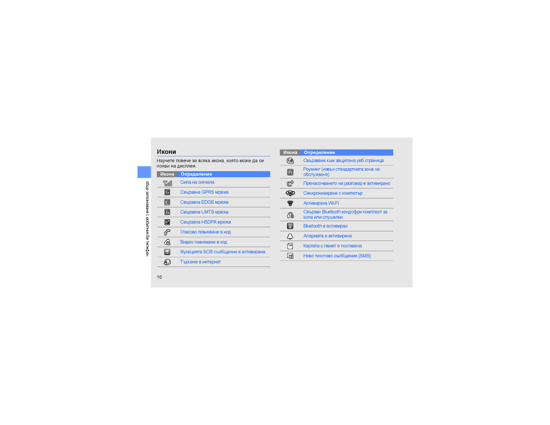 Samsung GT-S5620TIRGBL, GT-S5620DKAGBL, GT-S5620KOAGBL, GT-S5620PIAGBL, GT-S5620DAAGBL manual Икони, Икона Определение 