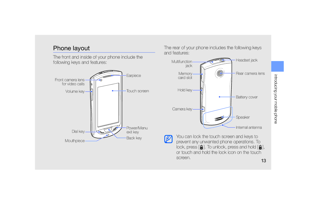 Samsung GT-S5620KOAXEF, GT-S5620KOAEPL, GT-S5620KOADBT, GT-S5620DKFVIA, GT-S5620DAADBT, GT-S5620DKADBT Phone layout, Screen 