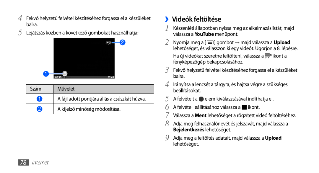 Samsung GT-S5660DSAPAN, GT-S5660DSADBT, GT-S5660DSAATO, GT-S5660DSVOMN manual ››Videók feltöltése, Bejelentkezés lehetőséget 