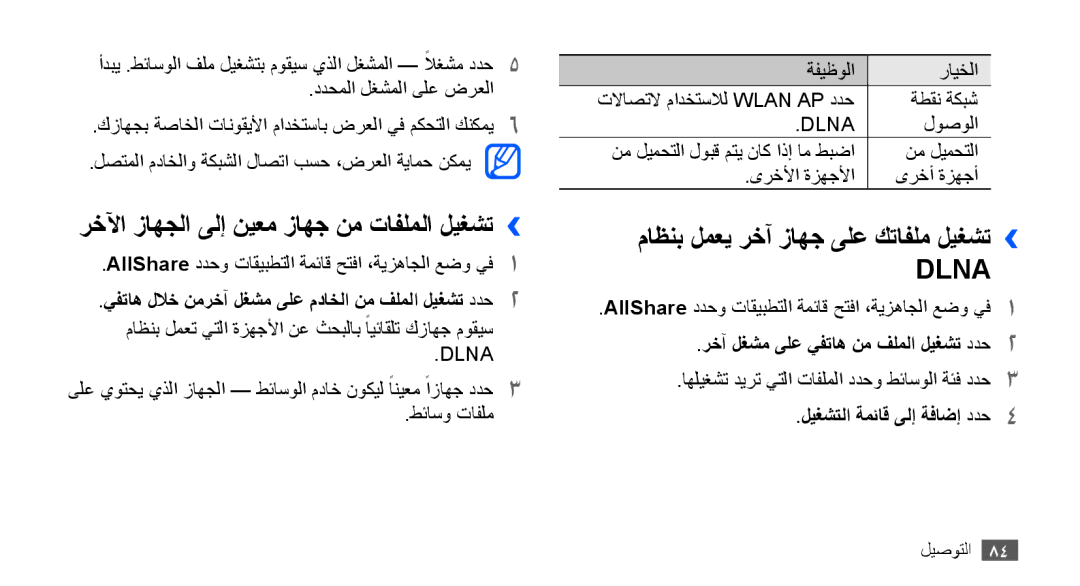 Samsung GT-S5660DSATHR manual رخلآا زاهجلا ىلإ نيعم زاهج نم تافلملا ليغشت››, ماظنب لمعي رخآ زاهج ىلع كتافلم ليغشت›› 