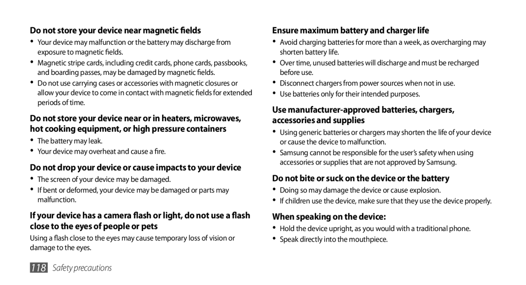 Samsung GT-S5660SWASKZ, GT-S5660DSASKZ, GT-S5660DSATUN, GT-S5660DSAAFG manual Do not store your device near magnetic fields 