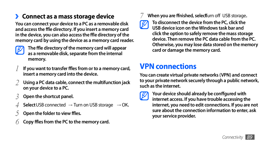 Samsung GT-S5660SWAMID, GT-S5660DSASKZ, GT-S5660DSATUN, GT-S5660DSAAFG VPN connections, ›› Connect as a mass storage device 