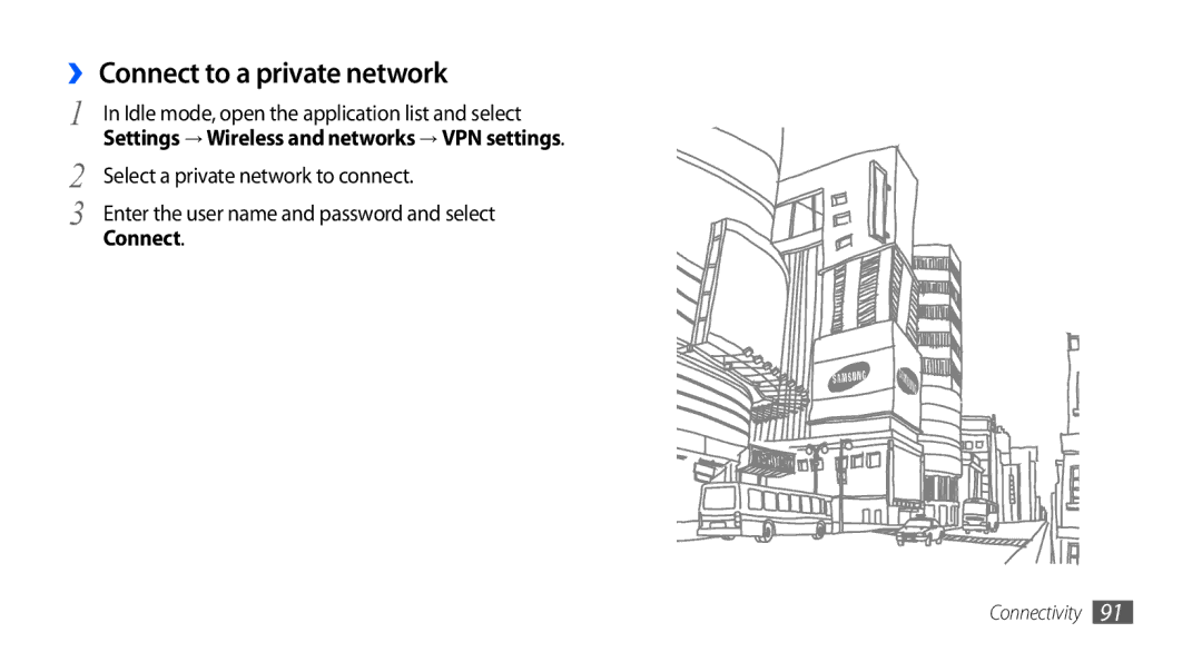 Samsung GT-S5660SWAAFG, GT-S5660DSASKZ, GT-S5660DSATUN, GT-S5660DSAAFG, GT-S5660DSAECT manual ›› Connect to a private network 