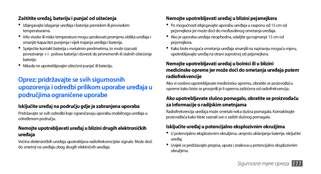 Samsung GT2S5660DSATRA, GT-S5660DSATRA manual Zaštitite uređaj, bateriju i punjač od oštećenja 