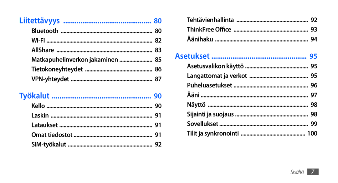 Samsung GT-S5660DSANEE, GT-S5660SWANEE manual Liitettävyys 