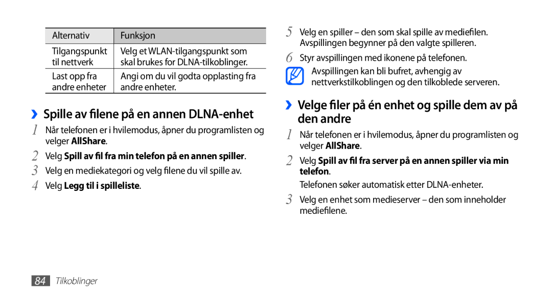 Samsung GT-S5660SWANEE manual ››Velge filer på én enhet og spille dem av på den andre, ››Spille av filene, Telefon 