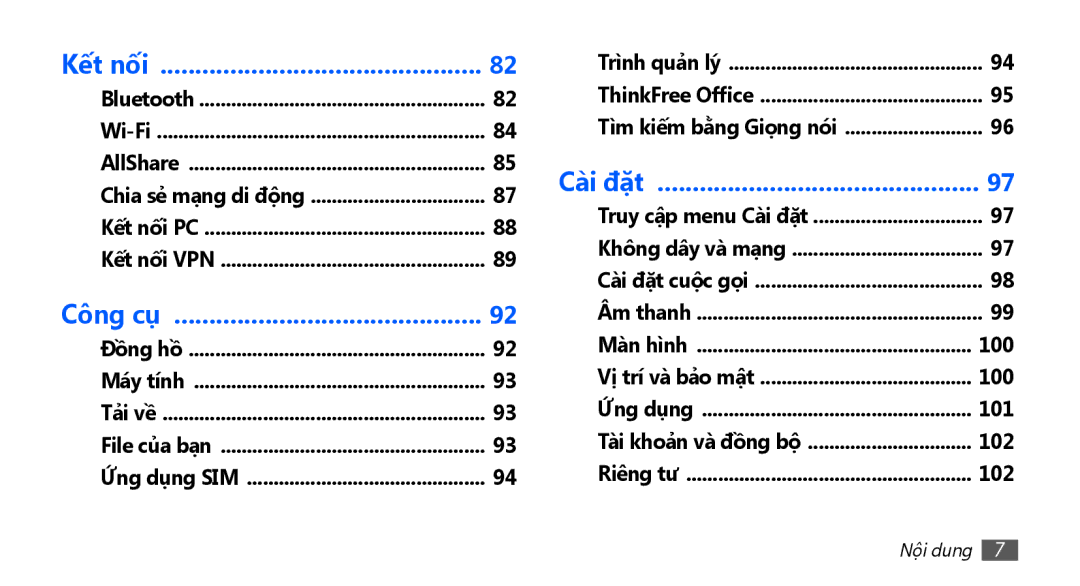 Samsung GT-S5660SWAXXV, GT-S5660DSAXEV, GT-S5660DSAXXV, GT-S5660SWAXEV manual Kết nối 