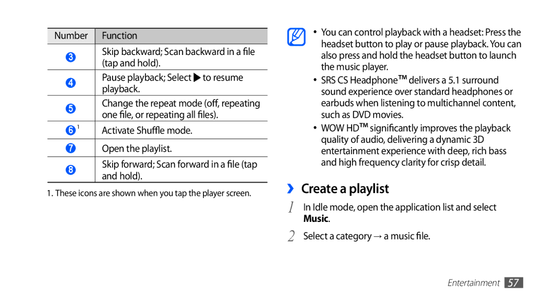 Samsung GT-S5670HKAAFR, GT-S5670HKADBT, GT-S5670HKACOS manual ›› Create a playlist, Select a category → a music file 