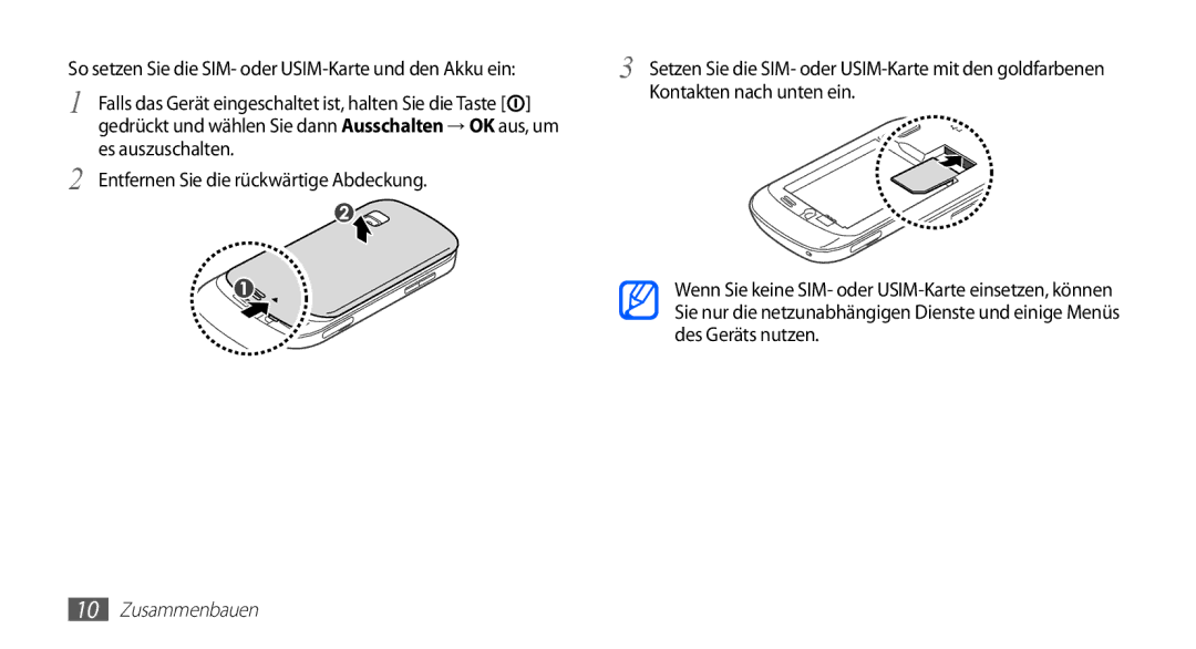 Samsung GT-S5670HKAXEG, GT-S5670HKADBT, GT-S5670HKACOS, GT-S5670PWACOS, GT-S5670PWAATO manual Kontakten nach unten ein 