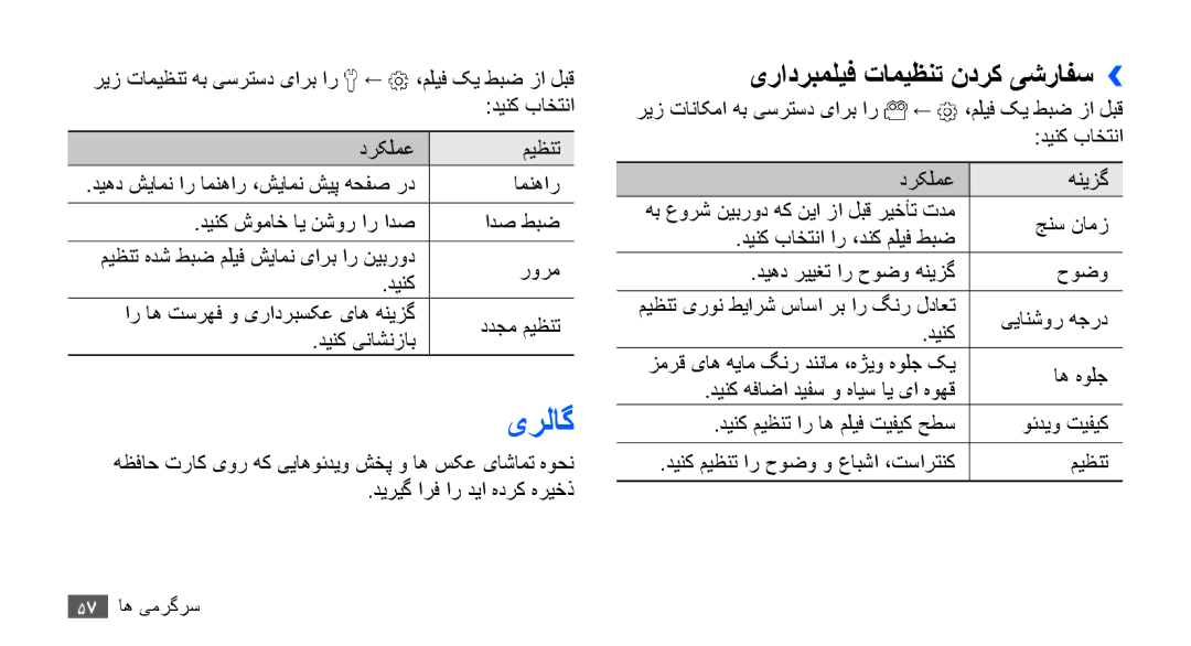 Samsung GT-S5670HKAXSS manual یرلاگ, یرادربملیف تامیظنت ندرک یشرافس››, دینک شوماخ ای نشور ار ادص ادص طبض, یيانشور هجرد 