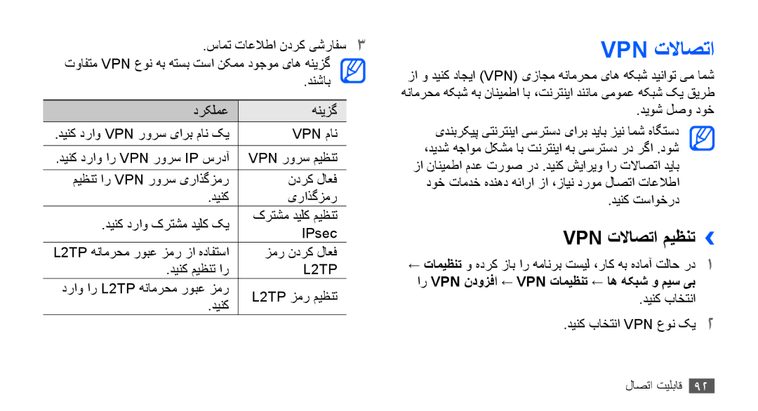 Samsung GT-S5670HKAEGY, GT-S5670HKAECT, GT-S5670HKATHR, GT-S5670PWAKSA, GT-S5670PWATHR, GT-S5670HKAJED Vpn تلااصتا میظنت›› 