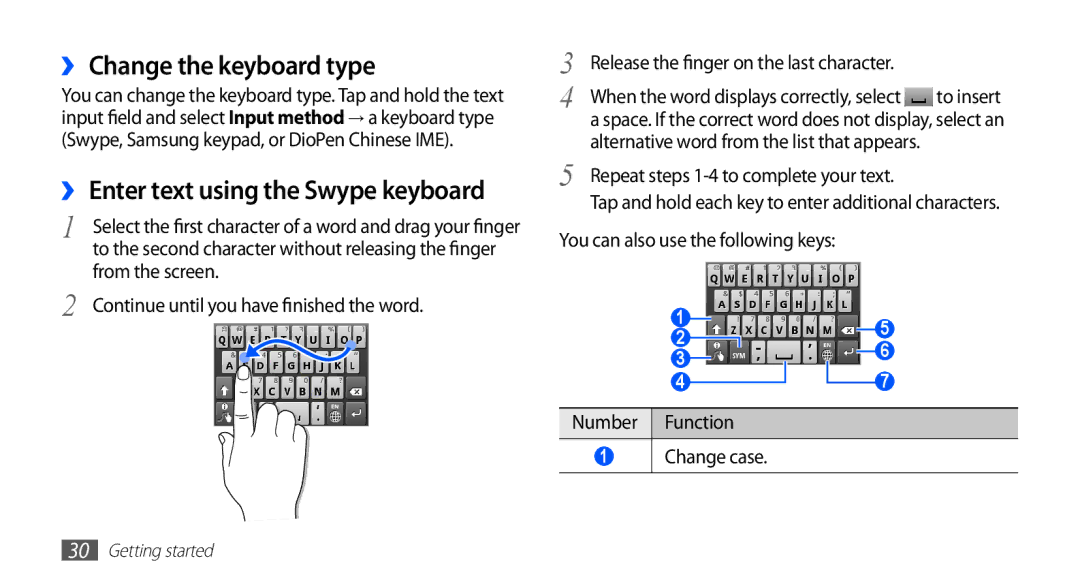 Samsung GT-S5670HKAAFR manual ›› Change the keyboard type, From the screen, Continue until you have finished the word 