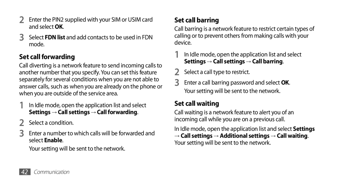 Samsung GT-S5670HKAECT, GT-S5670HKATHR Mode, Select a condition, Select Enable, Your setting will be sent to the network 