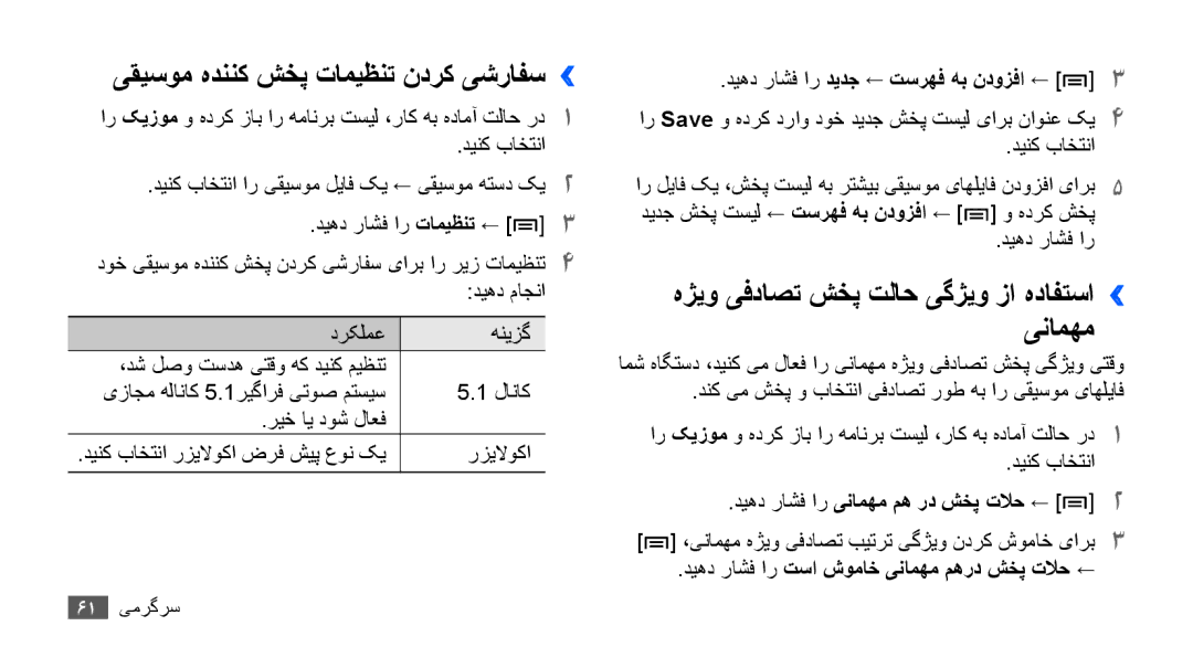 Samsung GT-S5670HKAXSG manual یقیسوم هدننک شخپ تامیظنت ندرک یشرافس››, هژیو یفداصت شخپ تلاح یگژیو زا هدافتسا›› ینامهم 