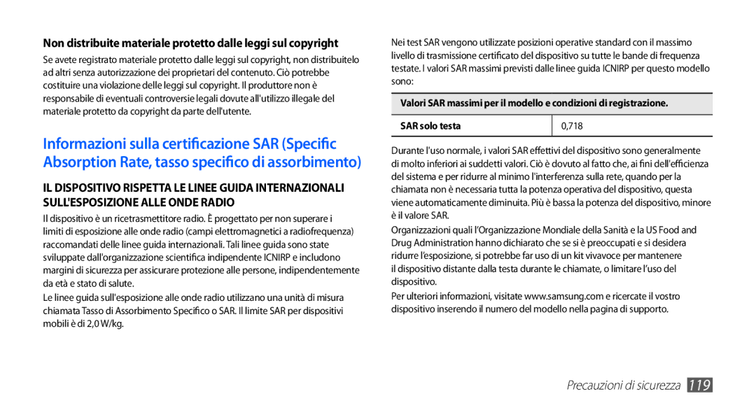 Samsung GT-S5670HKAHUI, GT-S5670HKAITV manual Non distribuite materiale protetto dalle leggi sul copyright 