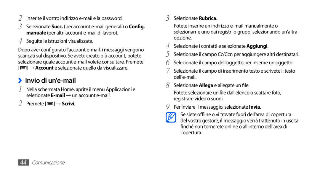 Samsung GT-S5670HKAITV manual Inserite il vostro indirizzo e-mail e la password, Manuale per altri account e-mail di lavoro 