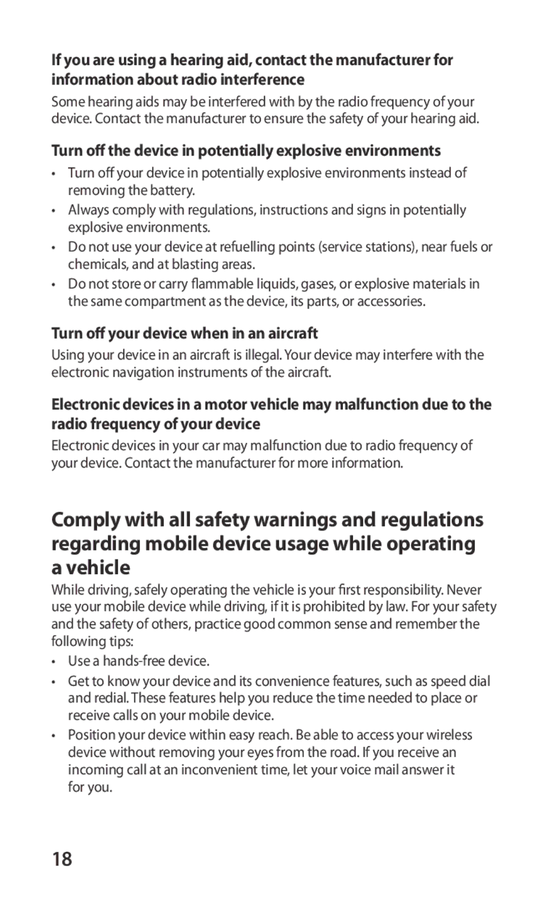 Samsung GT-S5670MNASER Turn off the device in potentially explosive environments, Turn off your device when in an aircraft 