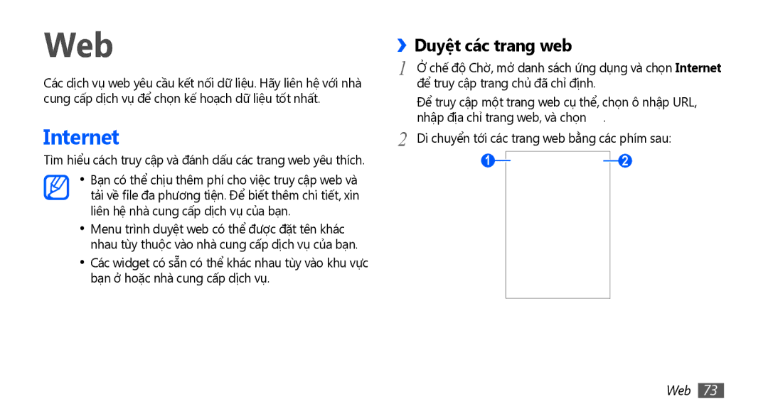 Samsung GT-S5670HKAXEV, GT-S5670PWAXXV, GT-S5670HKAXXV, GT-S5670PWAXEV manual Web, Internet, ››Duyệt các trang web 