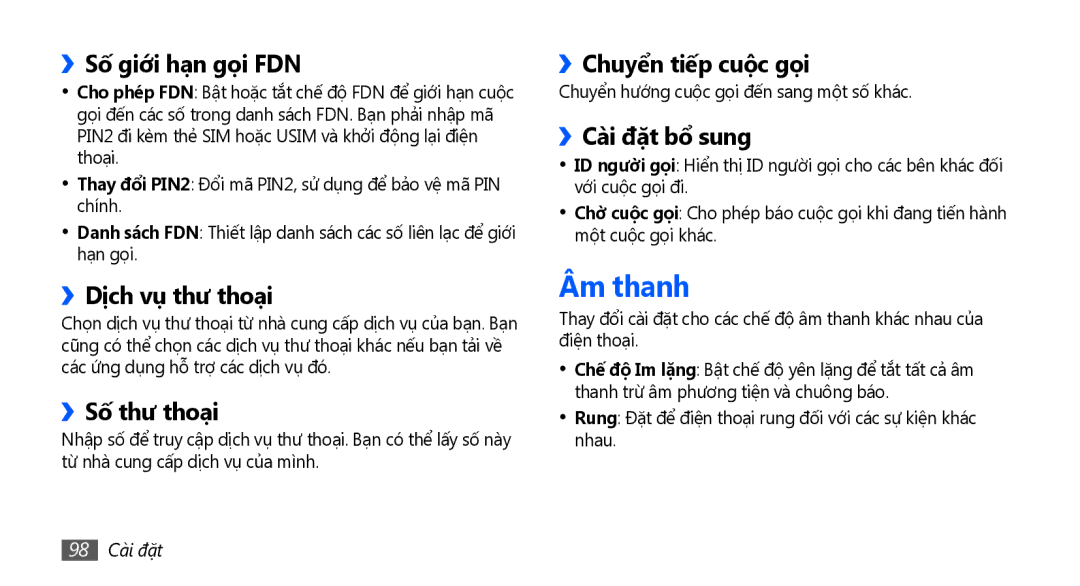 Samsung GT-S5670HKAXXV, GT-S5670PWAXXV, GT-S5670HKAXEV, GT-S5670PWAXEV manual Âm thanh 