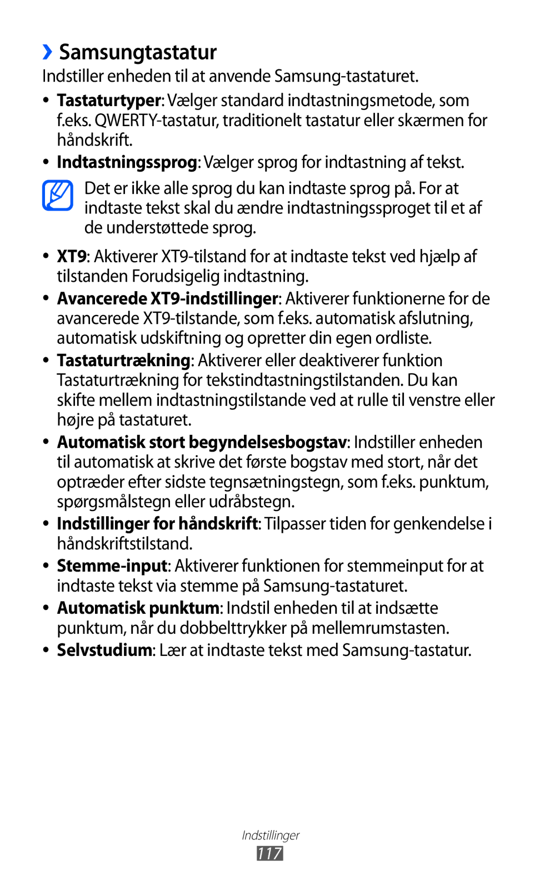 Samsung GT-S5690KOANEE, GT-S5690TAANEE manual ››Samsungtastatur, Selvstudium Lær at indtaste tekst med Samsung-tastatur 