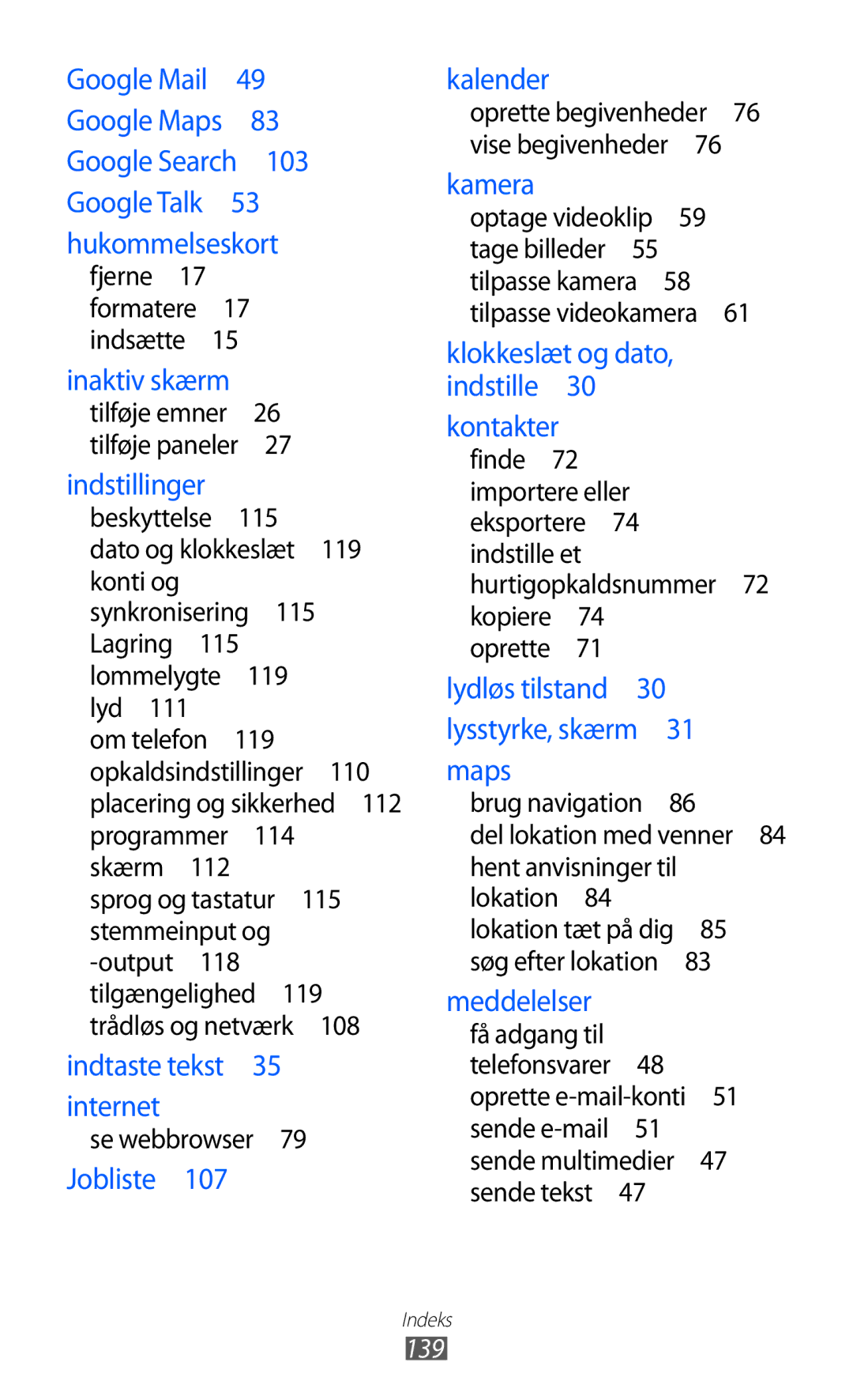 Samsung GT-S5690KOANEE, GT-S5690TAANEE manual Inaktiv skærm 