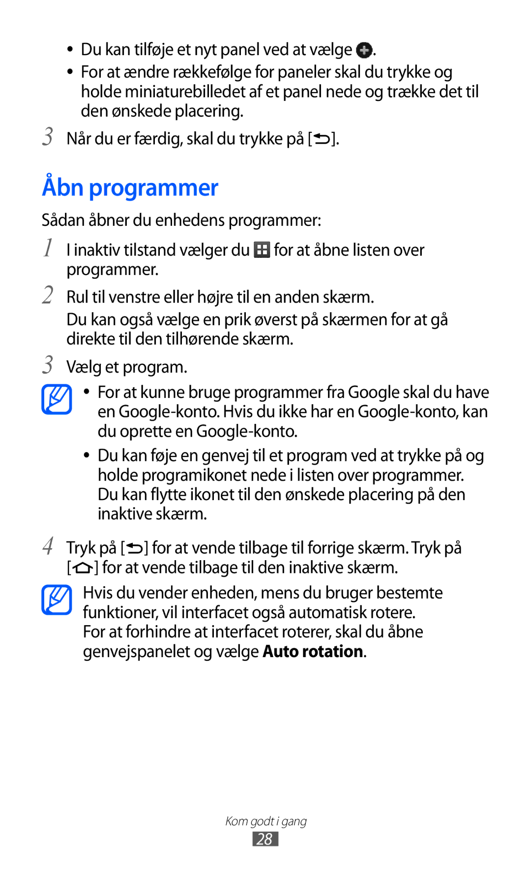 Samsung GT-S5690TAANEE, GT-S5690KOANEE manual Åbn programmer 