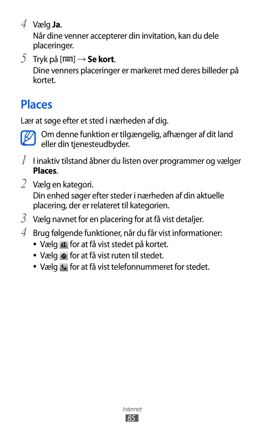 Samsung GT-S5690KOANEE, GT-S5690TAANEE manual Places 