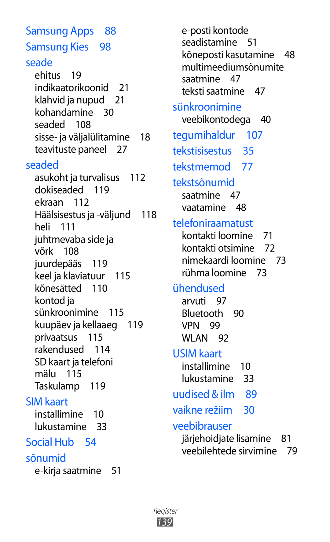 Samsung GT-S5690KOASEB manual 139 