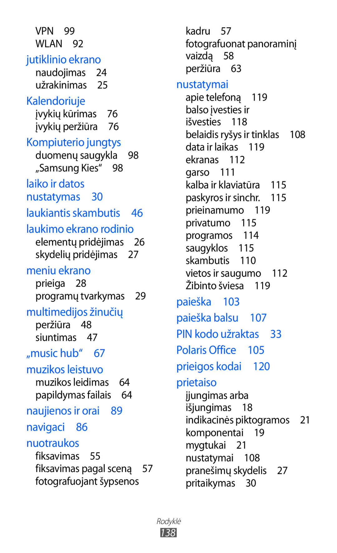 Samsung GT-S5690KOASEB manual Jutiklinio ekrano 