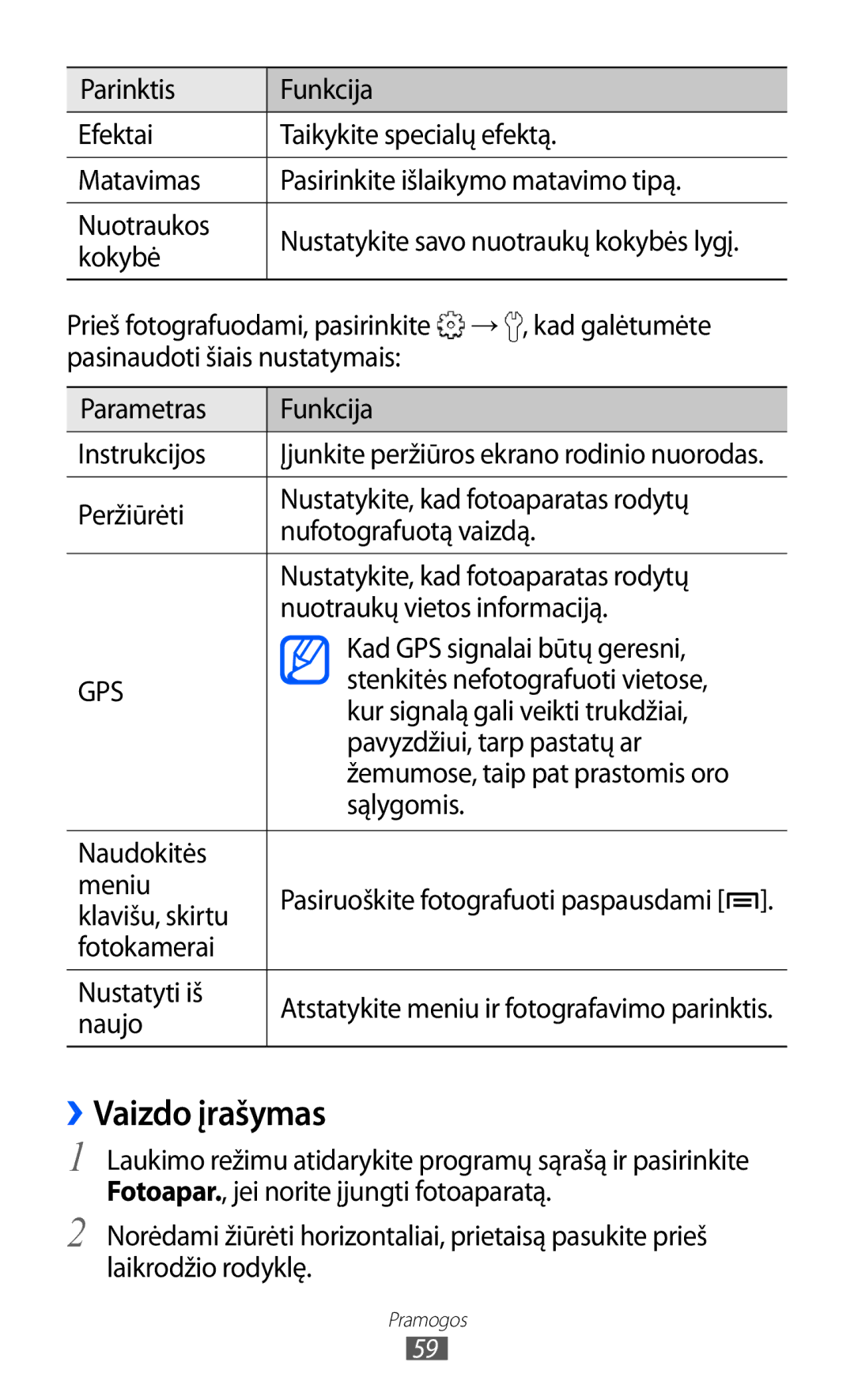 Samsung GT-S5690KOASEB manual ››Vaizdo įrašymas 