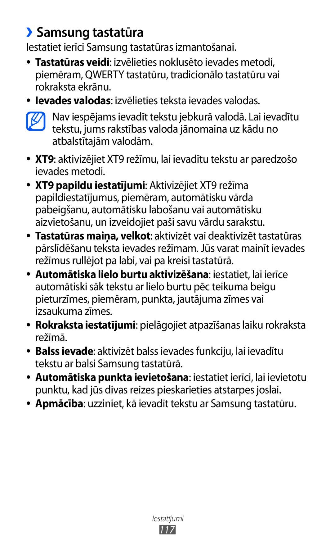 Samsung GT-S5690KOASEB manual ››Samsung tastatūra, 117 