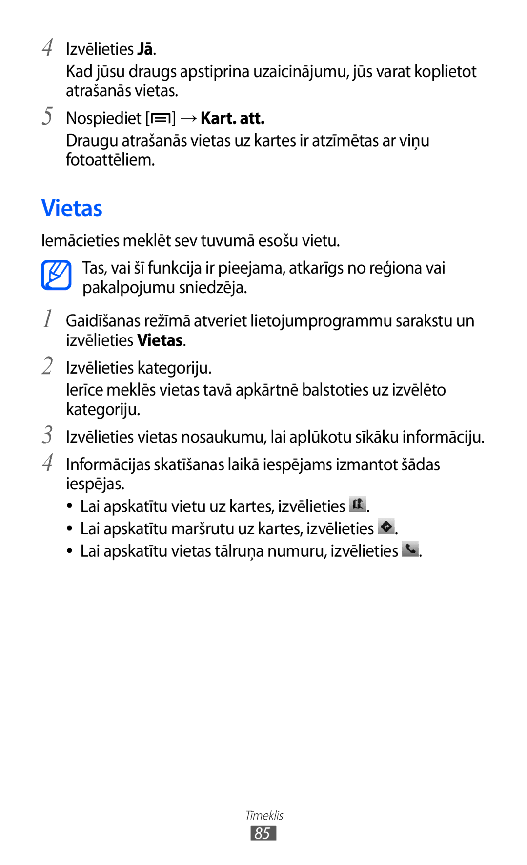 Samsung GT-S5690KOASEB manual Vietas 