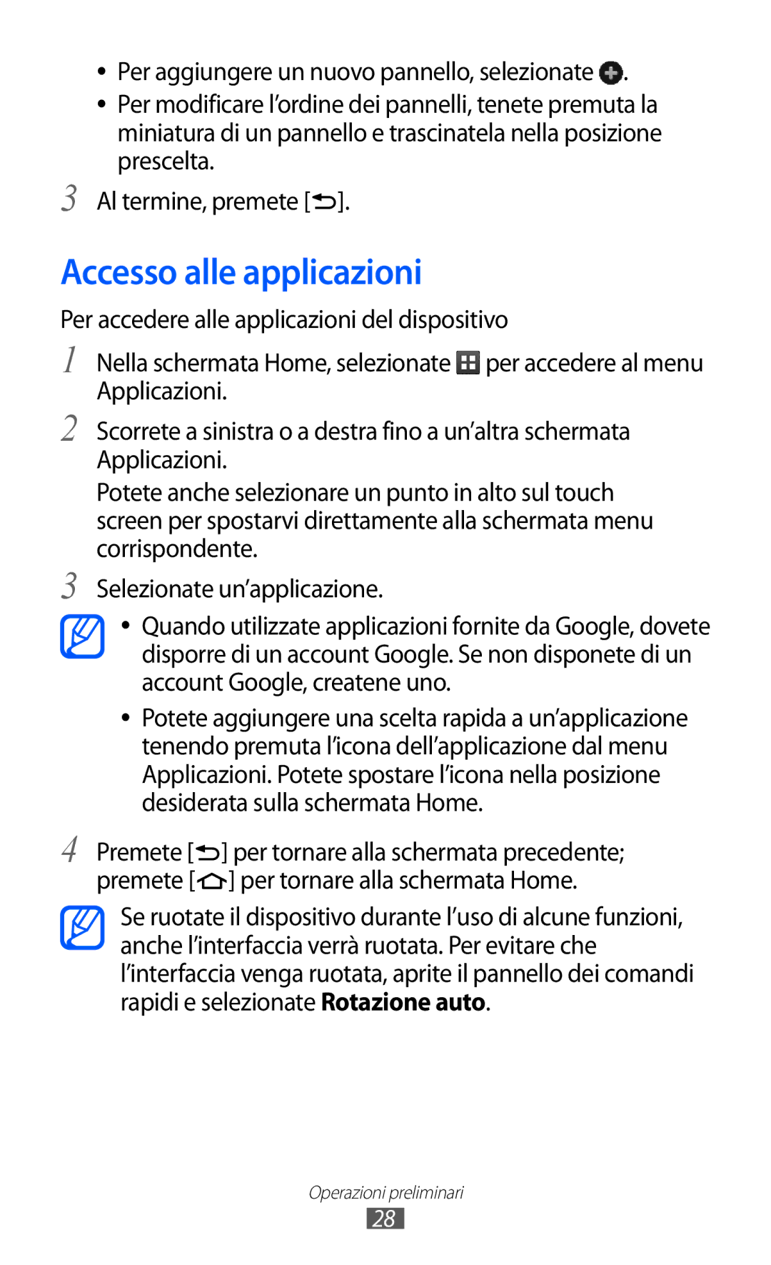 Samsung GT-S5690TAATIM, GT-S5690TAAWIN, GT-S5690TAAITV, GT-S5690KOATIM, GT-S5690KOAITV manual Accesso alle applicazioni 