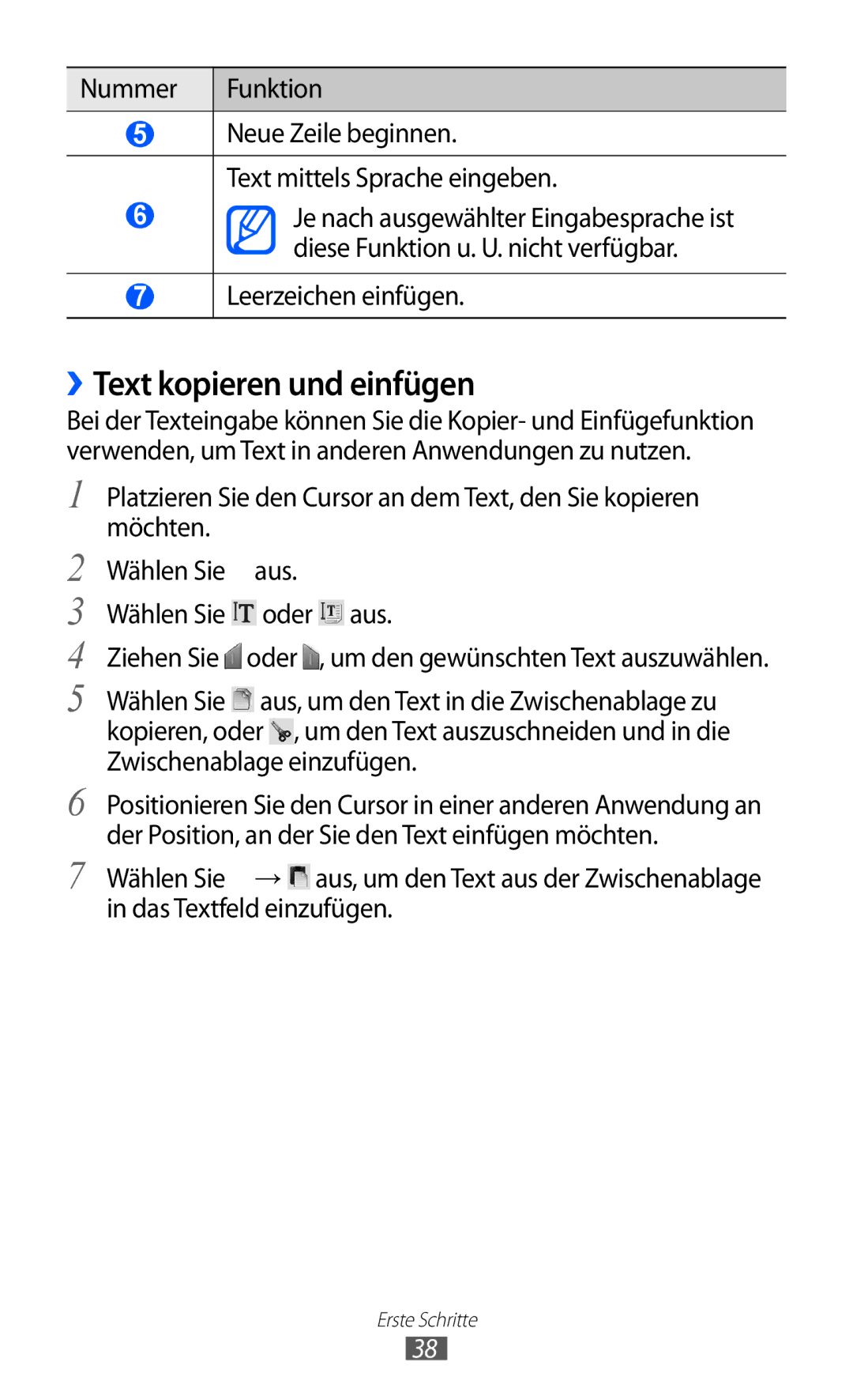 Samsung GT-S5690KOAATO, GT-S5690TAAVIA ››Text kopieren und einfügen, Ziehen Sie oder , um den gewünschten Text auszuwählen 