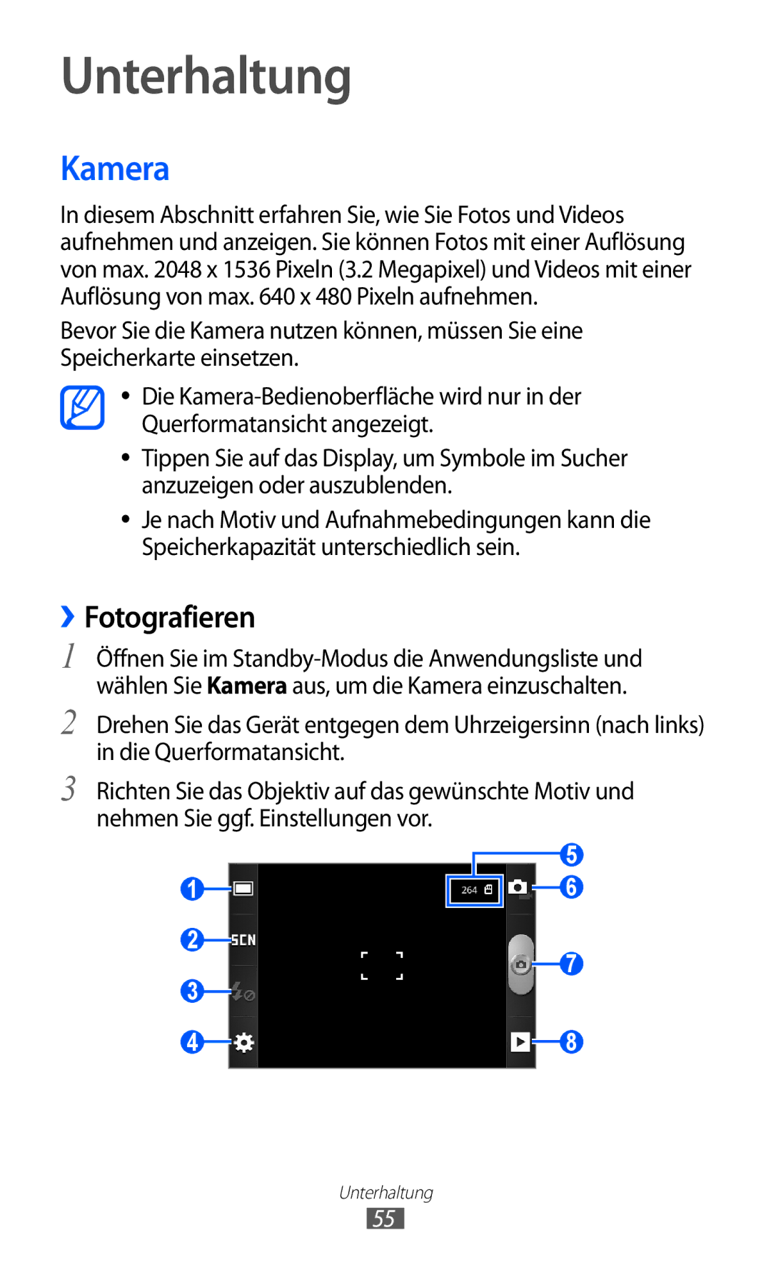 Samsung GT-S5690KOAEPL, GT-S5690TAAVIA, GT-S5690KOADBT, GT-S5690TAADTM, GT-S5690TAADBT Unterhaltung, Kamera, ››Fotografieren 