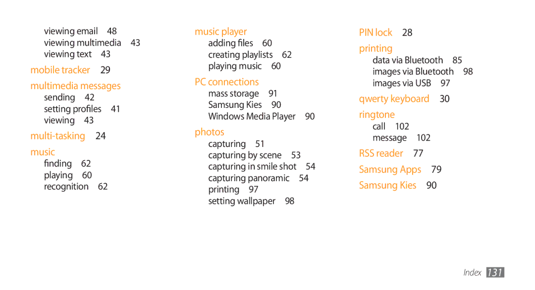 Samsung GT-S5750HKYSFR, GT-S5750HKELPM, GT-S5750PWELPM, GT-S5750HKEFTM Music player, Sending 42 setting profiles 41 viewing  