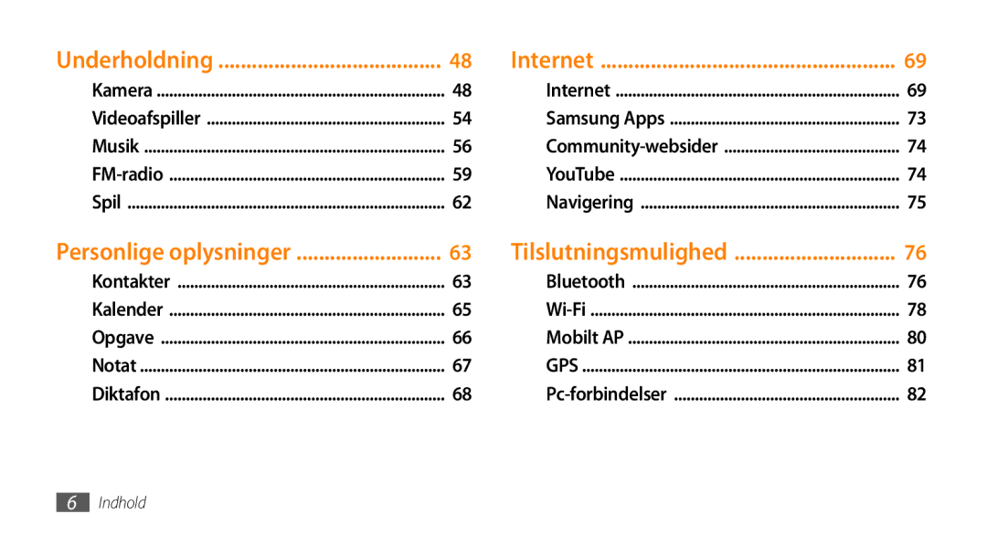 Samsung GT-S5750HKENEE, GT-S5750PWENEE, GT-S5750TIENEE manual Underholdning Internet 