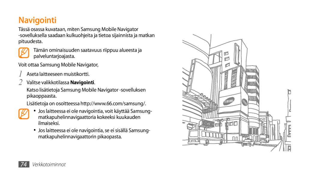 Samsung GT-S5750TIENEE, GT-S5750HKENEE, GT-S5750PWENEE manual Navigointi 