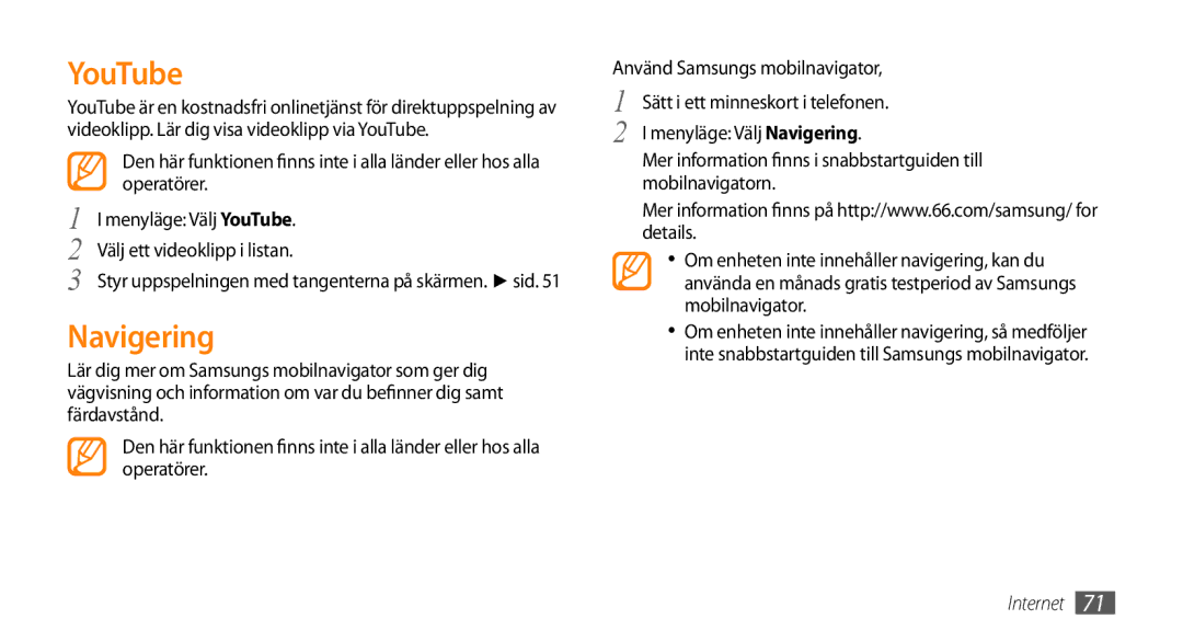 Samsung GT-S5750TIENEE, GT-S5750HKENEE Navigering, Operatörer, Menyläge Välj YouTube, Välj ett videoklipp i listan 