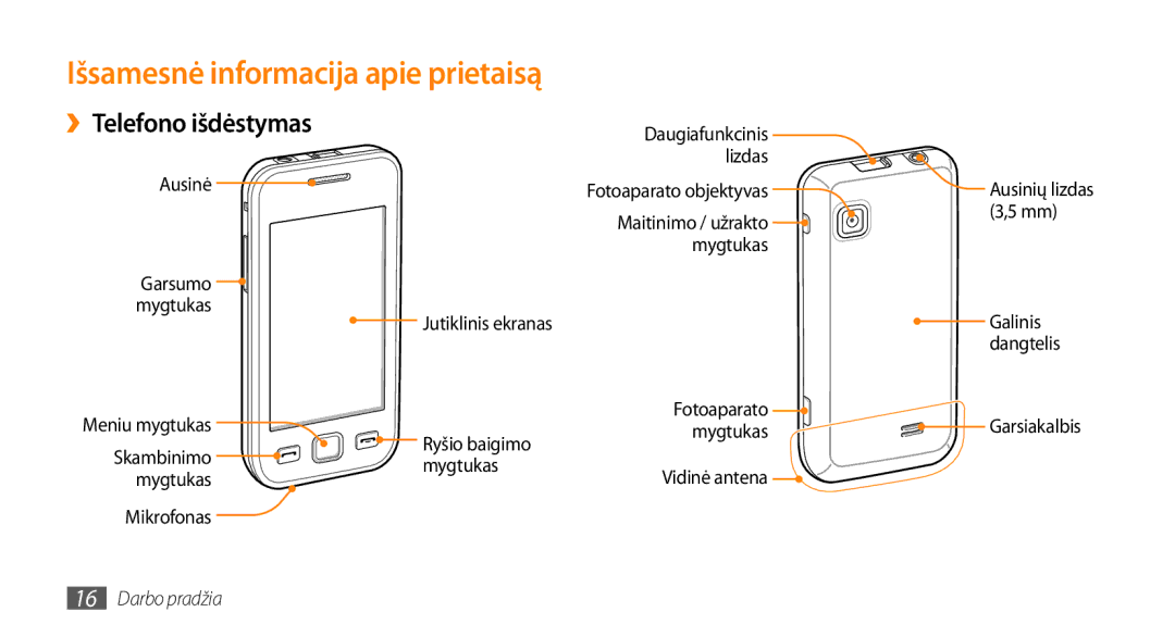 Samsung GT-S5750PWESEB, GT-S5750HKESEB, GT-S5750TIESEB manual Išsamesnė informacija apie prietaisą 