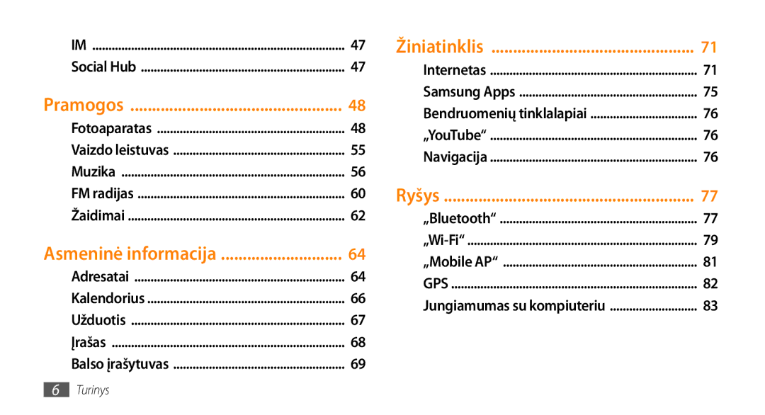 Samsung GT-S5750HKESEB, GT-S5750PWESEB, GT-S5750TIESEB manual Žiniatinklis 