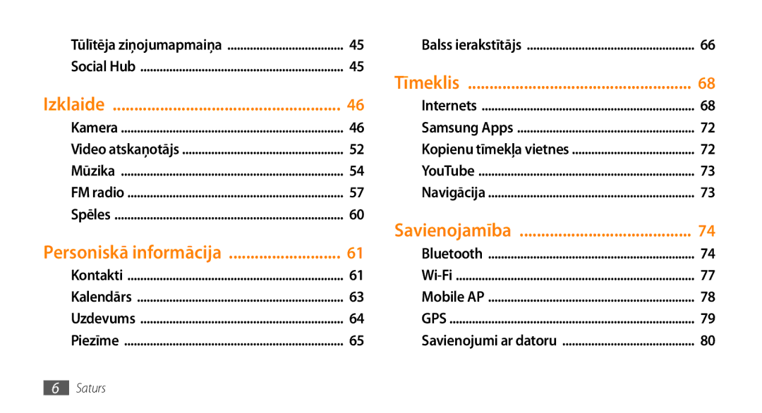 Samsung GT-S5750HKESEB, GT-S5750PWESEB, GT-S5750TIESEB manual Personiskā informācija 