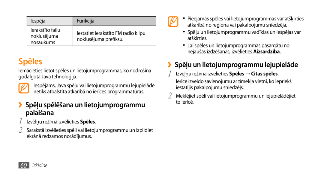 Samsung GT-S5750HKESEB Spēles, ››Spēļu spēlēšana un lietojumprogrammu palaišana, ››Spēļu un lietojumprogrammu lejupielāde 