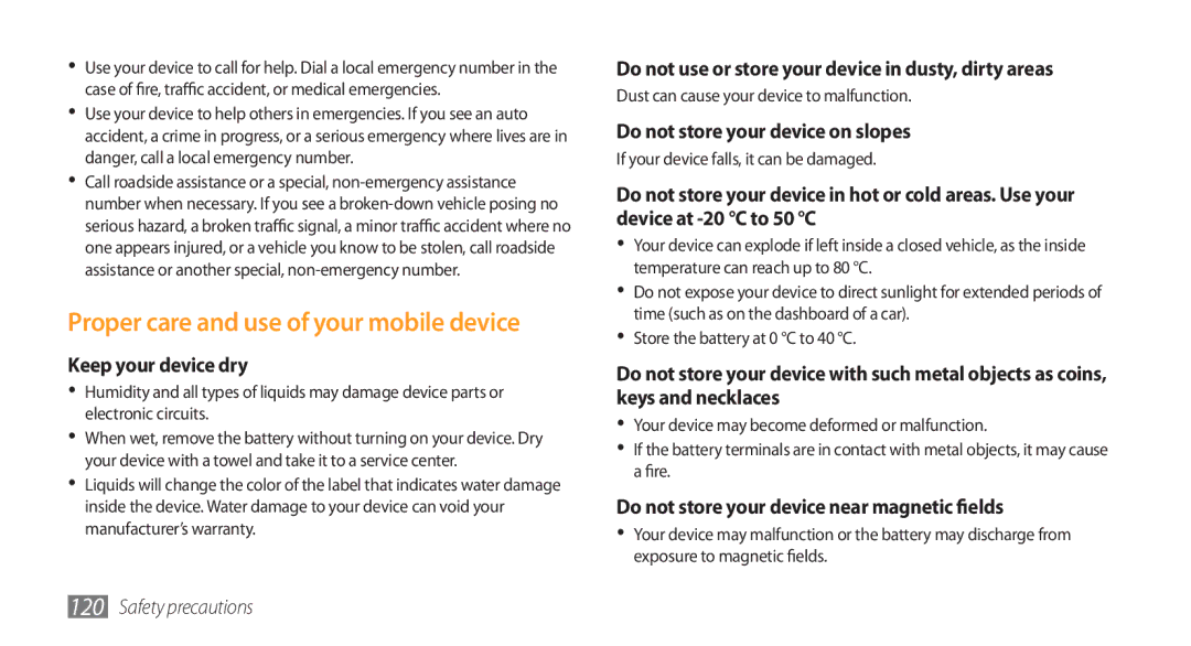 Samsung GT-S5753TIEXXV, GT-S5753TIEXEV, GT-S5753PWEXEV, GT-S5753PWEXXV manual Proper care and use of your mobile device 