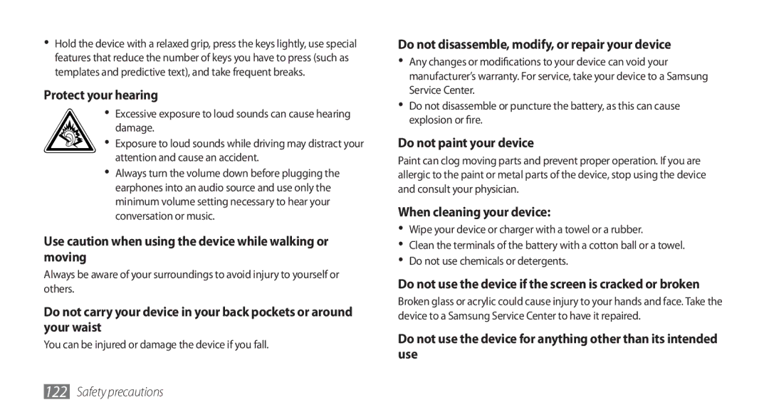 Samsung GT-S5753PWEXXV, GT-S5753TIEXEV, GT-S5753TIEXXV manual Use caution when using the device while walking or moving 