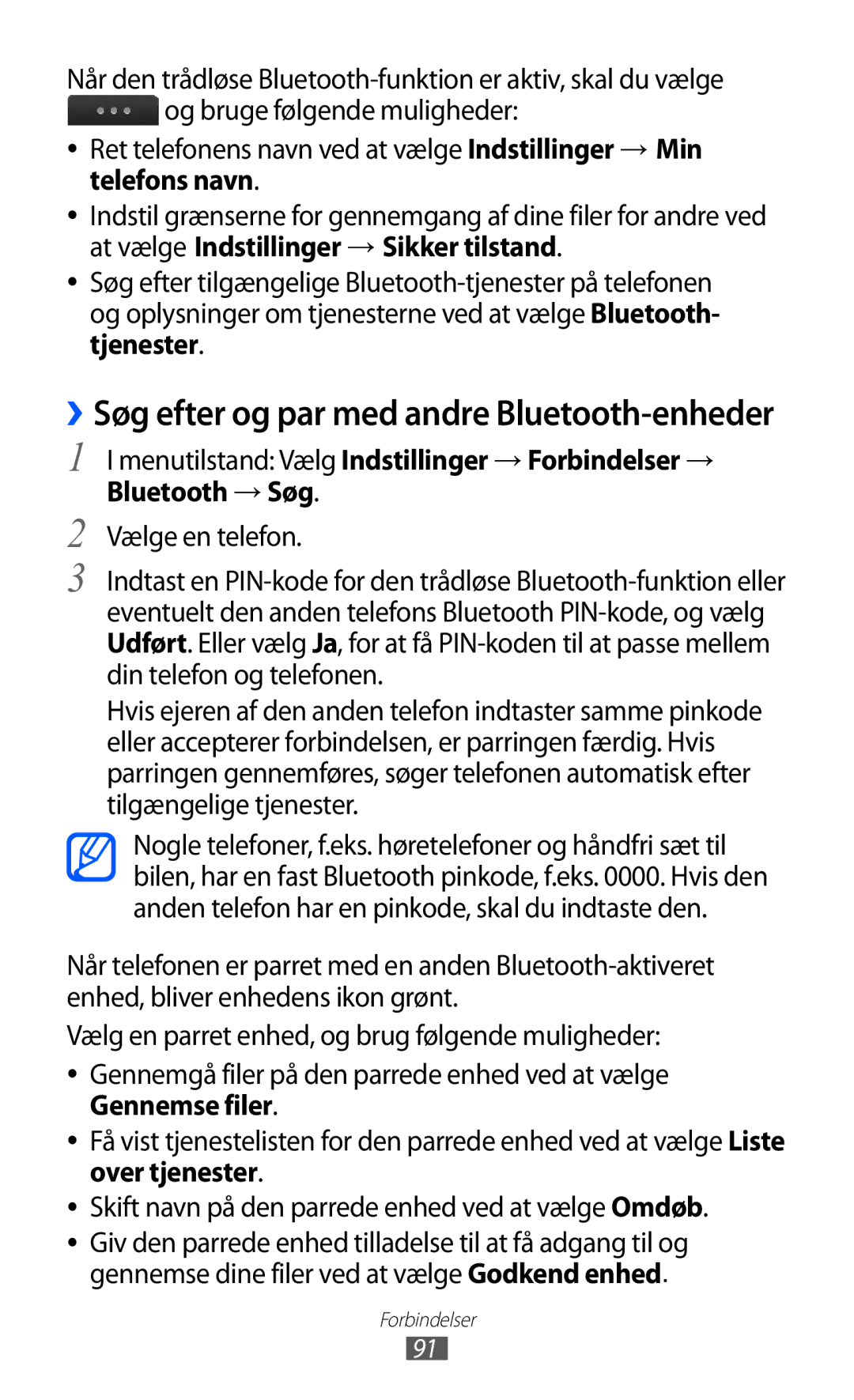 Samsung GT-S5780YKANEE, GT-S5780AXANEE manual ››Søg efter og par med andre Bluetooth-enheder, Telefons navn 