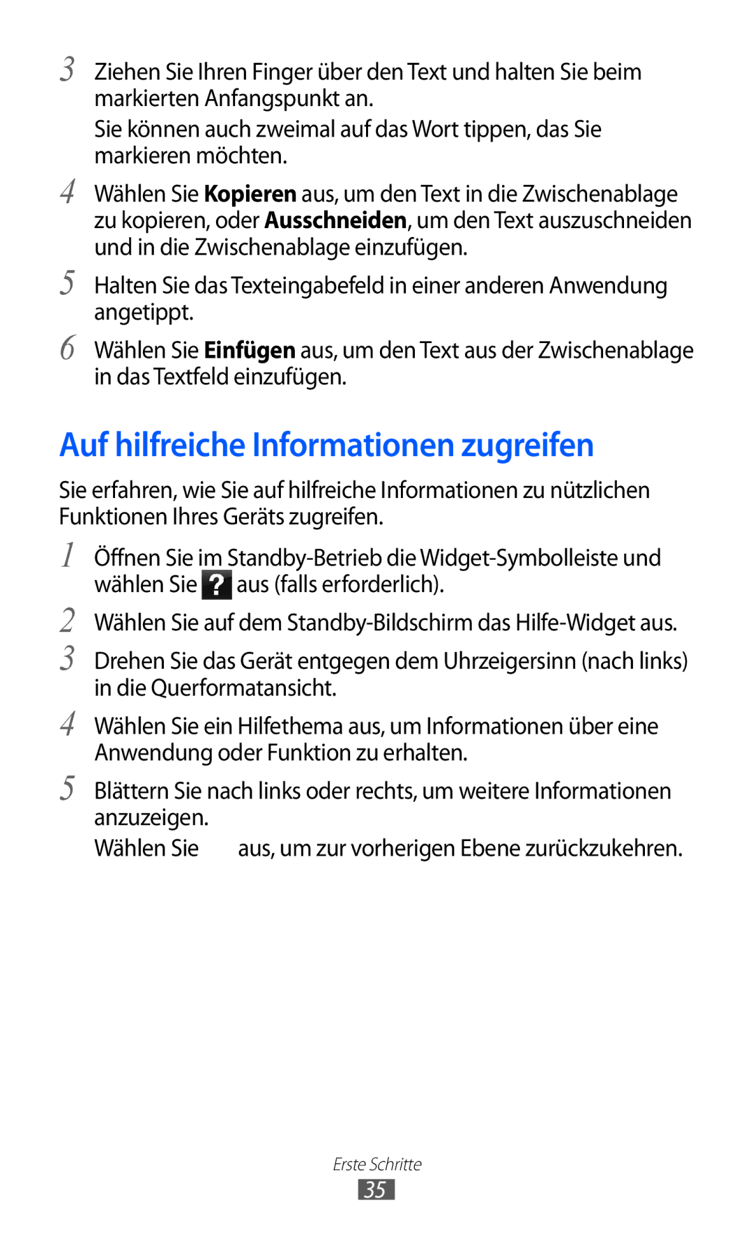 Samsung GT-S5780YKATUR, GT-S5780YKADBT, GT-S5780YKDVD2, GT-S5780YKAVD2 manual Auf hilfreiche Informationen zugreifen 