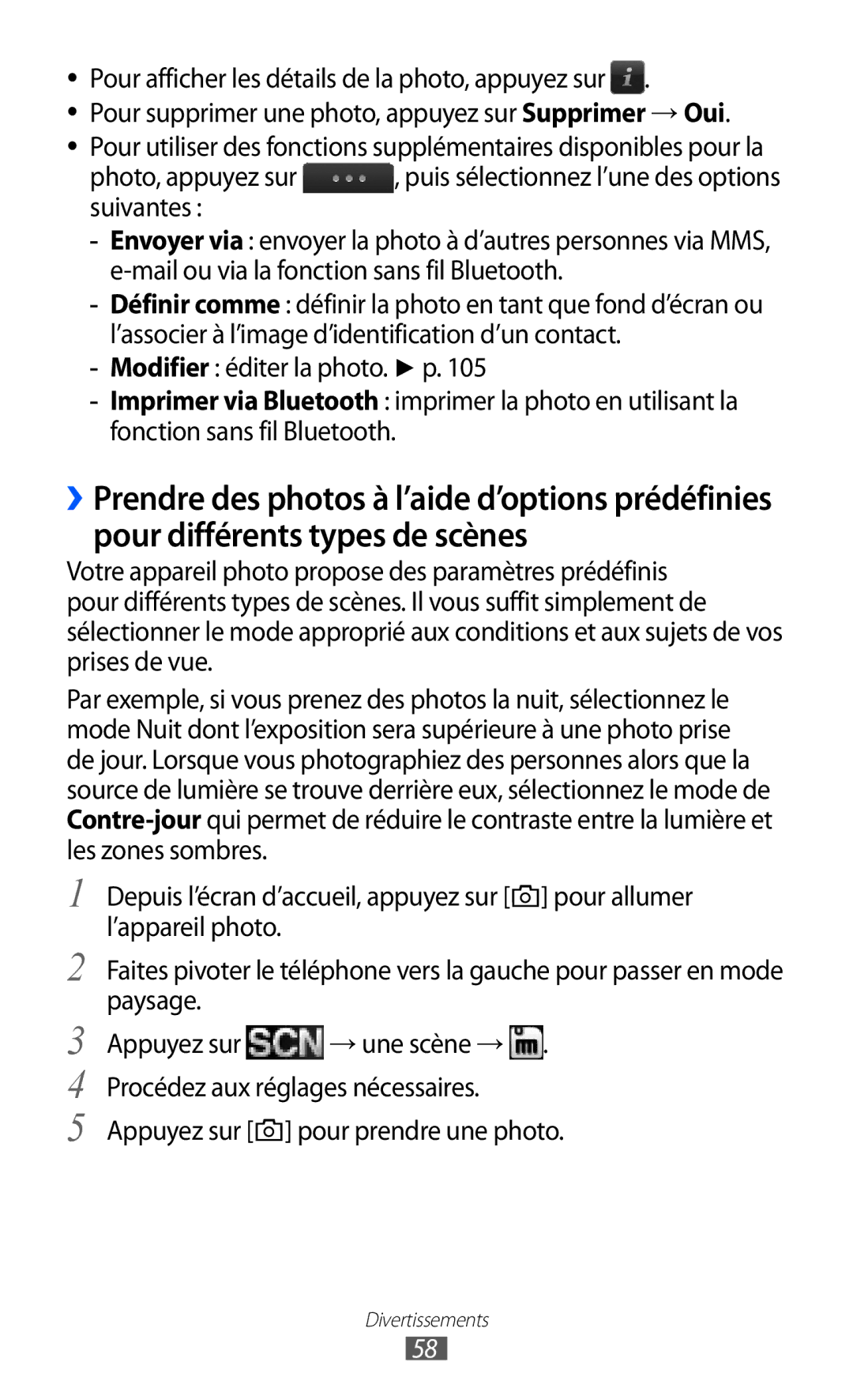 Samsung GT-S5780YKAFTM, GT-S5780YKANRJ, GT-S5780YKAXEF manual Divertissements 