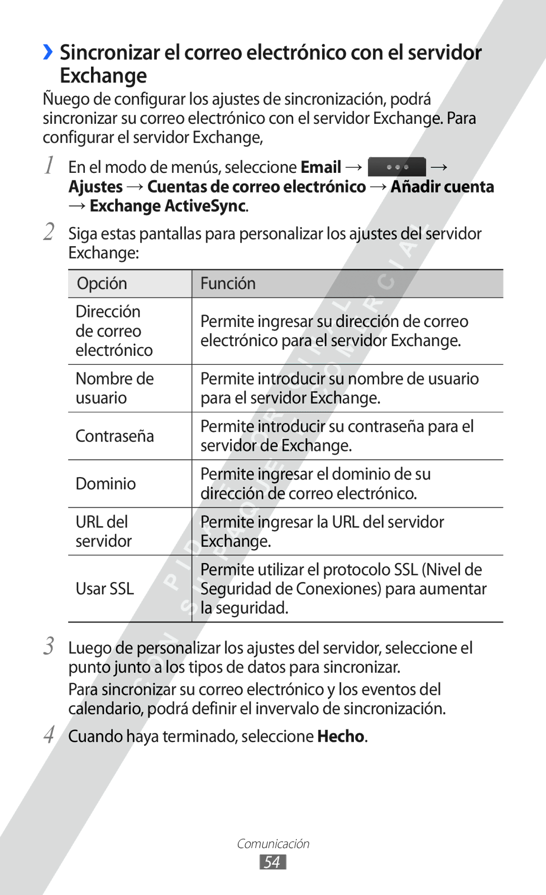 Samsung GT-S5780YKAFOP, GT-S5780YKAXEC, GT-S5780YKDXEC, GT-S5780YKAAMN manual → Exchange ActiveSync 