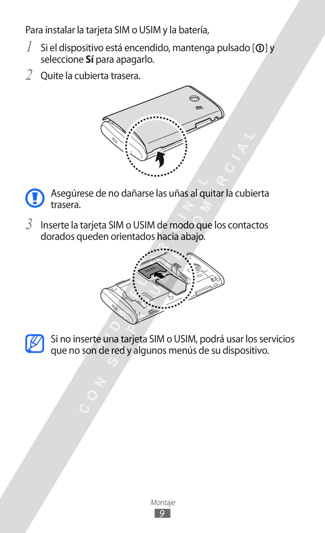 Samsung GT-S5780YKDXEC, GT-S5780YKAXEC, GT-S5780YKAFOP, GT-S5780YKAAMN manual Montaje 